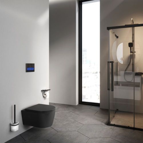 Унитаз подвесной Am.Pm Func C8F1700MBSC черный с сиденьем микролифт безободковый каскадный смыв - фото 4