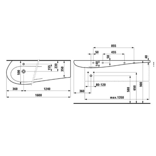 Раковина керамическая Laufen Alessi One 8.1497.1.400.104.1 160х50 подвесная цвет белый 1 отверстие под смеситель - фото 2
