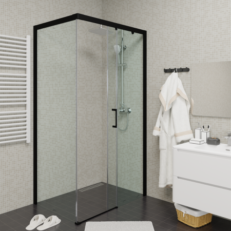 Душевой уголок Cerutti SPA VITO110B-R 110х80 стекло прозрачное профиль черный без поддона