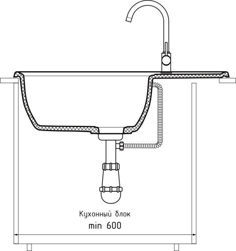 Кухонная мойка Granfest Vertex V-780L терракот 80х50 цвет коричневый поверхность матовая - фото 4