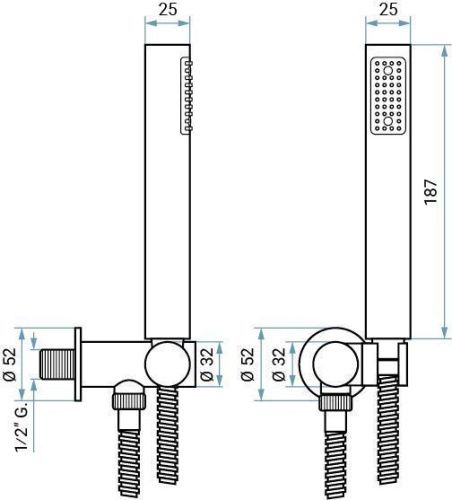 Душевой гарнитур Emmevi  154OT/NS настенный никель - фото 2