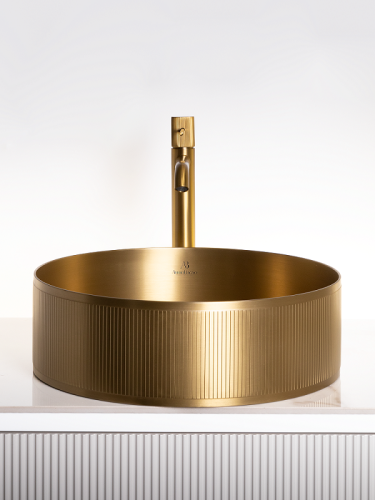 Раковина из нержавеющей стали AltroBagno Costoso AltroBagnoCostoso001005OrSp 40х40 накладная цвет золото - фото 5