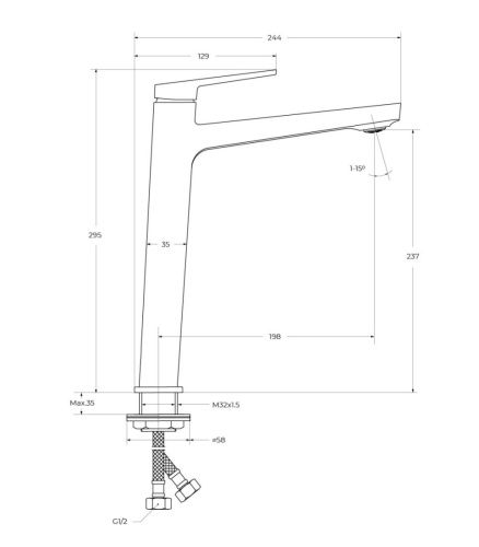 Смеситель для раковины BelBagno ARDENTE ARDENTE-LMC-CRM-W0 на столешницу хром - фото 4