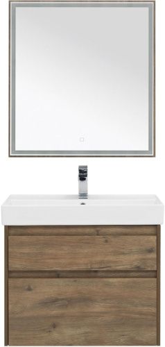 Комплект мебели: тумба с раковиной + зеркало Aquanet Nova Lite 00254218 76x46x145 напольный/подвесной цвет коричневый - фото 5