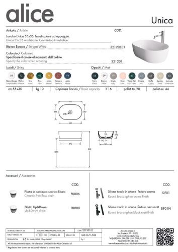 Раковина керамическая Alice Unica 32120108 60х40 накладная цвет черный без отверстий под смеситель - фото 5