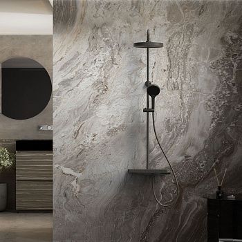 Душевая стойка Vincea Inspire VSFS-3I12TMB настенная цвет черный с термостатом