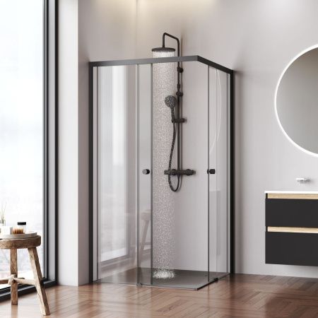 Душевой уголок Am.Pm X-joy W94G-403-100100-BТ1К 100х100 стекло прозрачное профиль черный без поддона