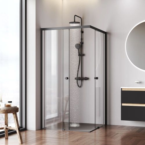 Душевой уголок Am.Pm X-joy W94G-403-100100-BТ1К 100х100 стекло прозрачное профиль черный без поддона - фото 3