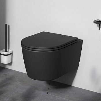 Унитаз подвесной Am.Pm Func C8F1700MBSC черный с сиденьем микролифт безободковый каскадный смыв