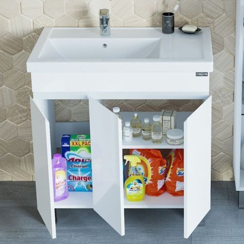 Тумба под раковину СанТа Марс 700217 80х40 напольная цвет белый - фото 2