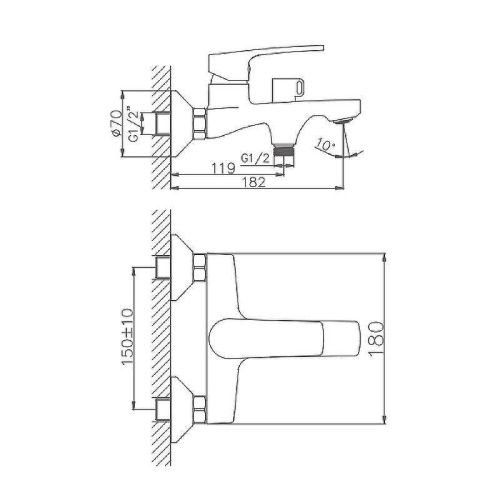 Смеситель для ванны и душа Haiba HB587 HB60587 настенный хром - фото 2