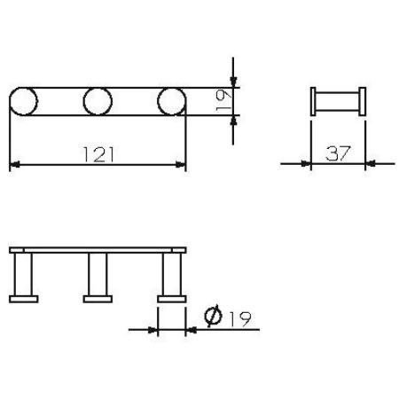 Планка 3 крючка Langberger Accessories 28033A
