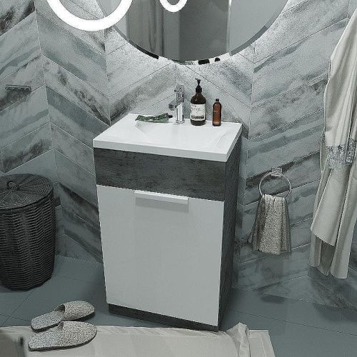 Тумба с раковиной 1MarKa Revo У99086 50х40 напольная цвет серый - фото 3