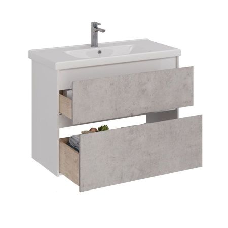 Тумба под раковину LeMark Combi LM03C100T-Beton 100х40 напольная цвет серый/белый