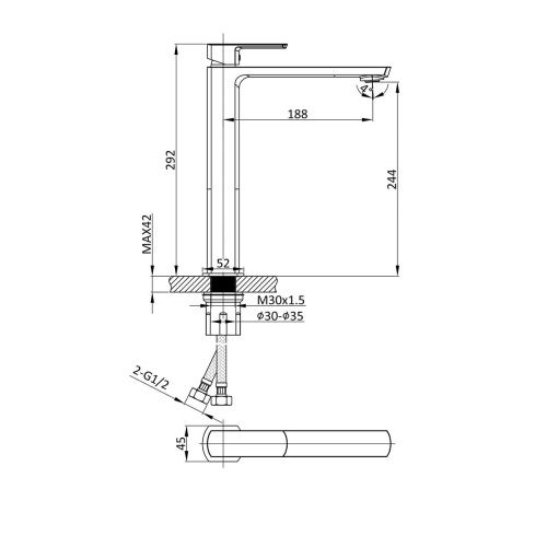 Смеситель для раковины Vincea Next VBF-1N2GM на столешницу вороненая сталь - фото 3