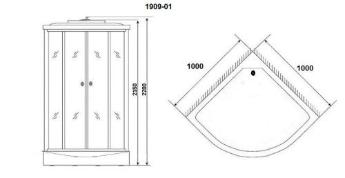 Душевая кабина Niagara Ultra 19090134 100х100 четверть круга с крышей ориентация универсальная - фото 2