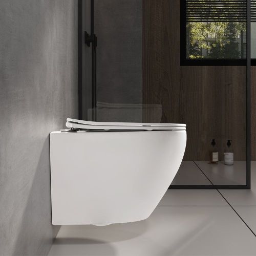 Унитаз подвесной WesnaArt Nova 204-NOV03 белый с сиденьем микролифт безободковый каскадный смыв - фото 3