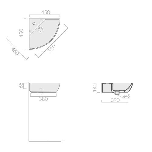 Раковина из сантехнического фарфора Galassia M2 5202 50х50 подвесная цвет белый - фото 3
