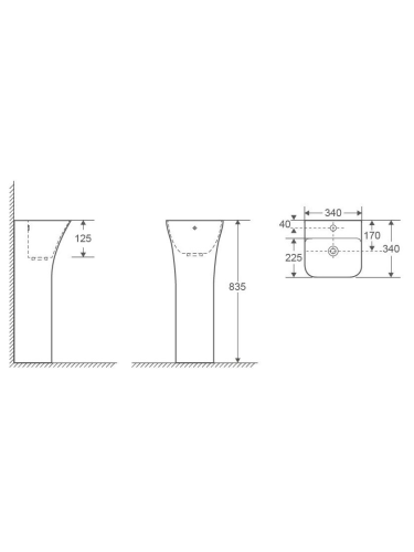 Раковина из сантехнического фаянса WeltWasser WW SK 10000013331 30 см напольная цвет белый 1 отверстие под смеситель - фото 3