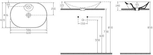 Раковина керамическая Allen Brau Fantasy 4.11020.20 60х40 накладная цвет белый 1 отверстие под смеситель - фото 4