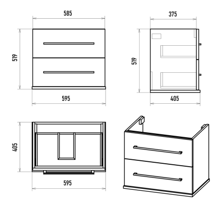 Тумба под раковину Misty Модерн П-Мод09060-011Пр 60х40 подвесная цвет белый