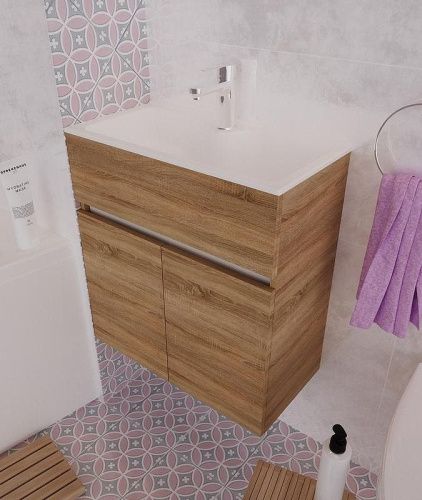 Тумба с раковиной 1MarKa Mira У75337 60х30 подвесная цвет коричневый - фото 4