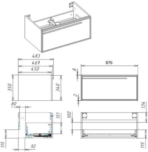 Тумба с раковиной La Fenice ELBA NFNC-01-ELB-C-90-3-90R 90х50 подвесная цвет бежевый - фото 3