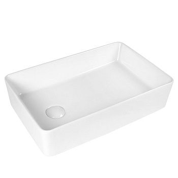 Раковина из сантехнического фарфора Bond Cube S67-500 50х30 накладная цвет белый без отверстий под смеситель