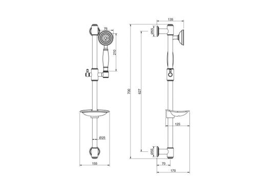 Душевой гарнитур Aquatek КЛАССИК AQ2020PG настенный золото - фото 4