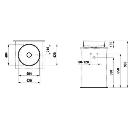 Раковина керамическая Laufen Kartell 8.1233.1.020.112.1 40 см накладная цвет черный без отверстий под смеситель