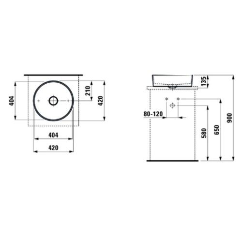 Раковина керамическая Laufen Kartell 8.1233.1.000.112.1 40х40 накладная цвет белый без отверстий под смеситель - фото 2