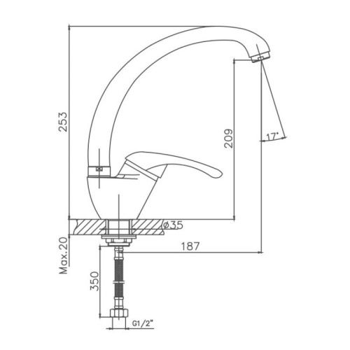 Смеситель для кухни Cron CN4113-8 на мойку белый - фото 3