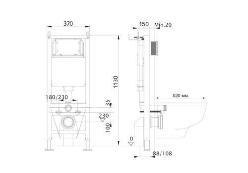 Инсталляция для унитаза сантехническая Aquatek INS-0000017 - фото 3
