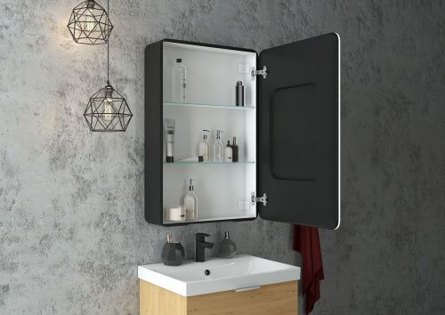 Зеркало-шкаф Art&Max LECCE AM-Lec-560-850-1D-R-DS-F-Nero 60х90 подвесной цвет черный - фото 2