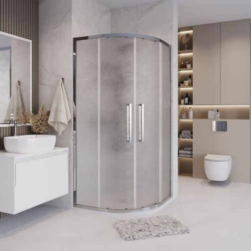 Душевой уголок Grossman Cosmo 301.K33.02.8080.10.02 80х80 стекло текстурное профиль хром без поддона - фото 4