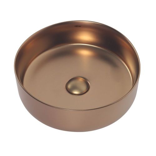 Раковина из сантехнического фаянса Abber BEQUEM AC2108MRG 40х40 накладная цвет розовое золото без отверстий под смеситель - фото 2