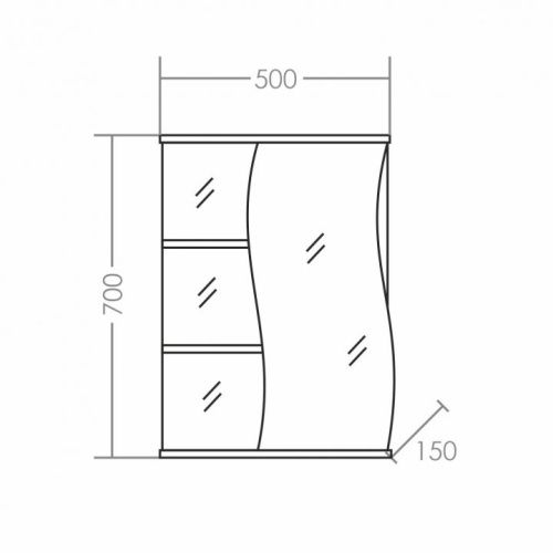 Зеркало-шкаф СанТа Волна 101006 50х70 подвесной цвет белый - фото 3