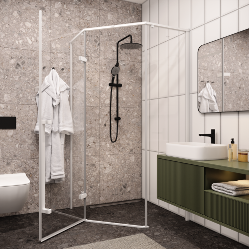 Душевой уголок Cerutti SPA C2AW 100х100 стекло прозрачное профиль белый без поддона - фото 4