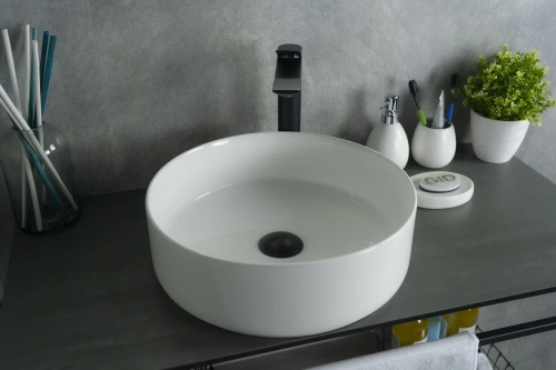 Раковина керамическая Gid Esfera 51179 40х40 накладная цвет белый без отверстий под смеситель - фото 4