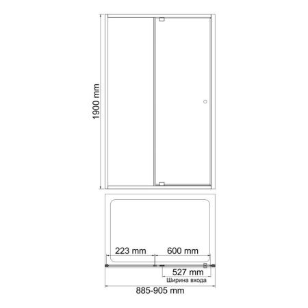 Душевая дверь Wasserkraft Aula 11P 11P04 90х190 стекло прозрачное профиль хром