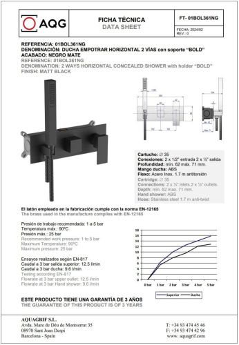 Душевая система AQG Bold 19BOLEC24005 встраиваемая в стену цвет черный - фото 2