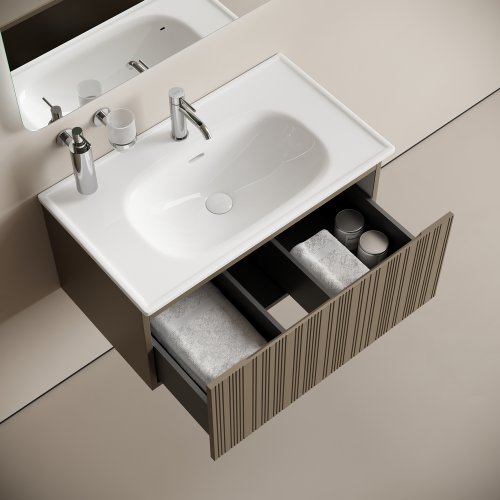 Тумба под раковину Sancos CODE CD80GB 80х50 подвесная цвет бежевый/серый - фото 5