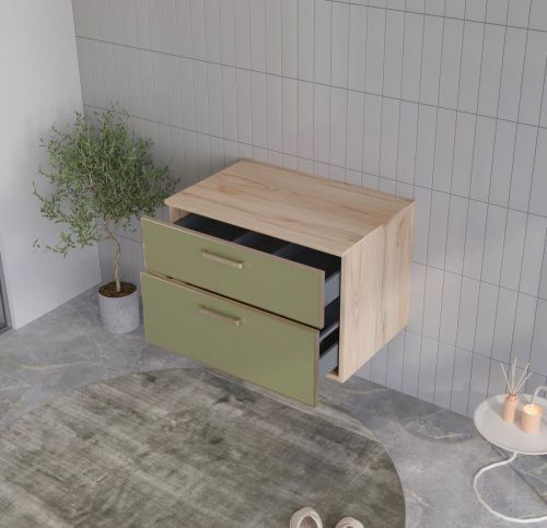 Тумба под раковину Orka Salerno 3008779 80х50 подвесная цвет зеленый/коричневый - фото 2