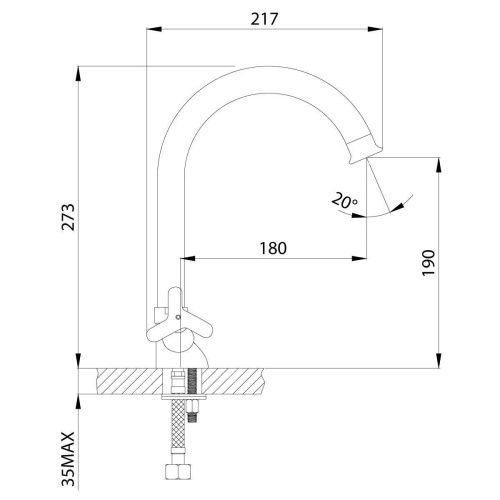 Смеситель для кухни Rossinka RS40 RS40-72 на мойку хром - фото 2