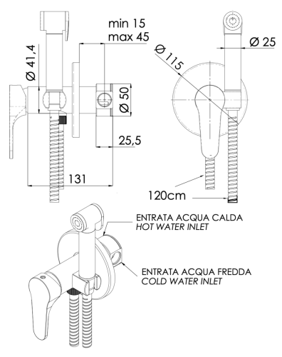Гигиенический душ со смесителем Mariani B00185SFW хром - фото 2