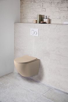 Унитаз подвесной Vincea Globo VT1-14SMC коричневый с сиденьем микролифт безободковый душевой смыв