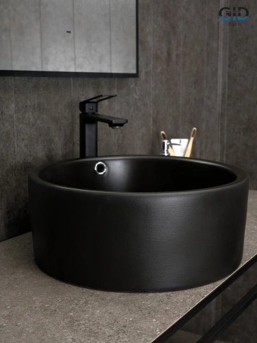 Раковина керамическая Gid Esfera 53382 40х40 накладная цвет черный без отверстий под смеситель - фото 3