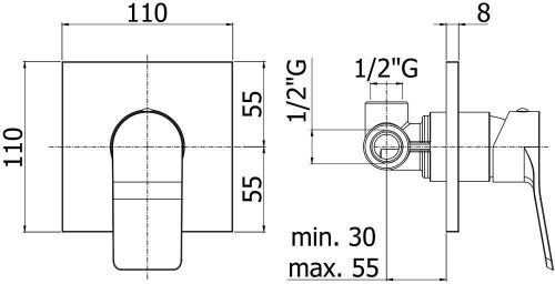 Смеситель для душа Paffoni Tilt TI010NO/M встраиваемый в стену черный - фото 2