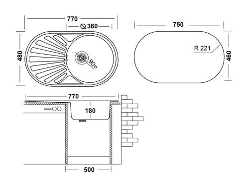 Кухонная мойка Ukinox Фаворит FAP770.480 -GT8K 2L 75х50 цвет хром поверхность полированная - фото 3