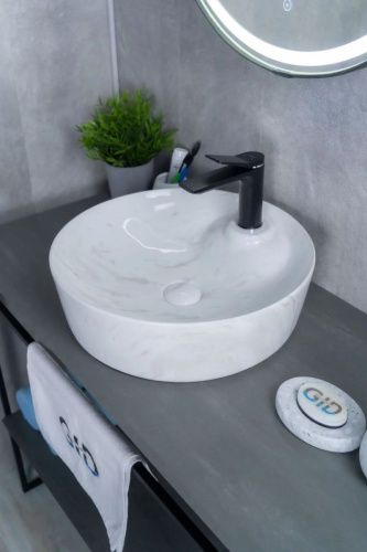 Раковина керамическая Gid 53321 40х40 накладная цвет белый без отверстий под смеситель - фото 5